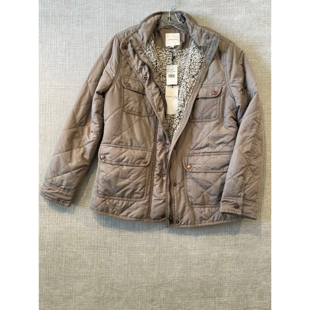 Thread & Supply Quilted Sherpa Lined Field Jacket Slate Green Medium JKX6690